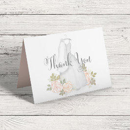 Cartão De Agradecimento Chá de panela Floral Blush Watercolor Obrigado