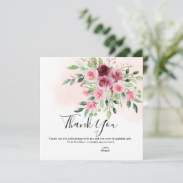 Cartão De Agradecimento Chá de panela Floral Burgundy