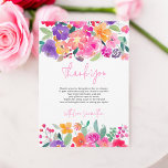 Cartão De Agradecimento Chá de panela floral cor-de-água cor-de-rosa-claro<br><div class="desc">Envie seu obrigado de coração a você com este brilhante cartões de agradecimentos floral cor-de-rosa-arrojado do Jardim com chá de panela pintado manualmente rosa,  vermelho,  roxo,  laranja e folhas verdes de eucalipto e folhagem verde com uma moderna letra de pincel de script.</div>