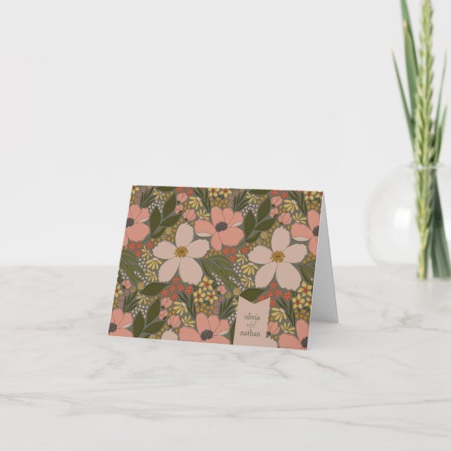 Cartão De Agradecimento Chá de panela Floral Elegante Personalizado (Frente)