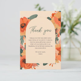 Cartão De Agradecimento Chá de panela Floral Elegante Terracotta