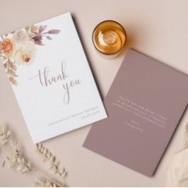 Cartão De Agradecimento Chá de panela Floral Minimalista de Boho Fall