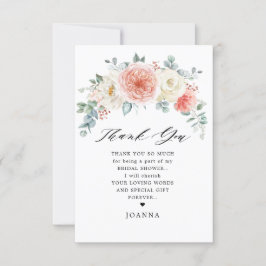 Cartão De Agradecimento Chá de panela Floral Rosa Pink Pastel de Pêssego d