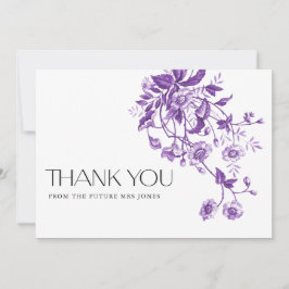 Cartão De Agradecimento Chá de panela Floral Roxo do Toile Francês Vintage