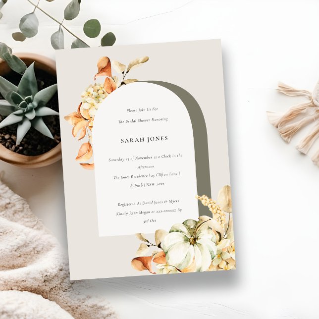 Cartão De Agradecimento Chá de panela Floral Rustic Pumpkin Arch Invite (Criador carregado)