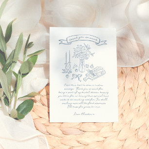 Cartão De Agradecimento Chá de panela Ilustrado Desenhado à Mão Branca