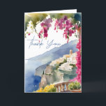 Cartão De Agradecimento Chá de panela italiano do Mediterrâneo Amalfi<br><div class="desc">Arca Bougainvillea Amalfi costa Positano vista Mediterrâneo chá de panela temático italiano obrigado cartões</div>