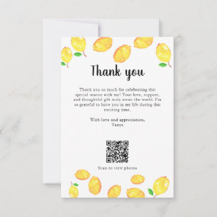 Cartão De Agradecimento Chá de panela Lemon Obrigado Código QR personaliza