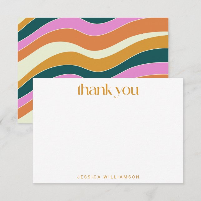 Cartão De Agradecimento Chá de panela Personalizado de Onda Amarelo Amarel (Frente/Verso)