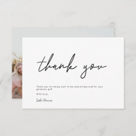 Cartão De Agradecimento Chá de panela Preto de Script Manuscrito Minimalis