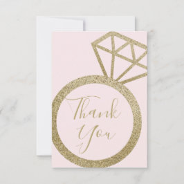 Cartão De Agradecimento Chá de panela rosa e Noivado brilhante Dourado