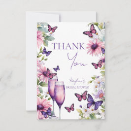 Cartão De Agradecimento Chá de panela roxo de borboletas