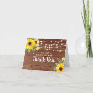 Cartão De Agradecimento Chá de panela Russo Sunflower Lights Obrigado