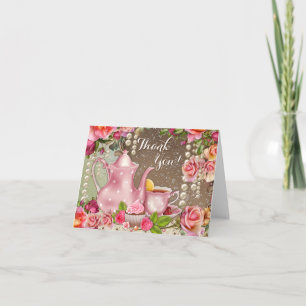 Cartão De Agradecimento Chá de panela Tea Party Obrigado