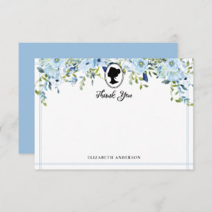 Cartão De Agradecimento Chá de panela Vintage Blue Florals Bridgerton