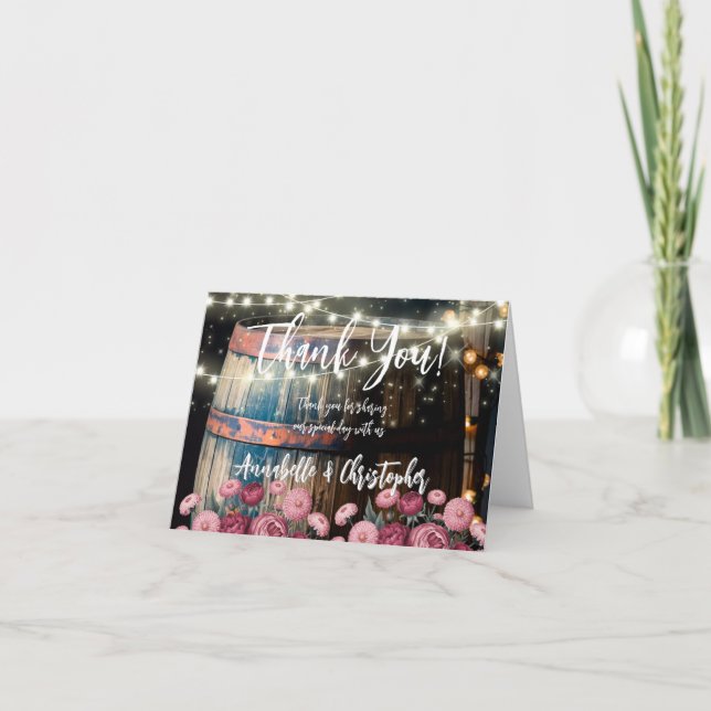 Cartão De Agradecimento Chá de panela Whiskey Barrel Externo Bem-vindo (Frente)