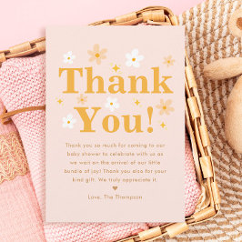 Cartão De Agradecimento Chá de Primavera Floral Rosa