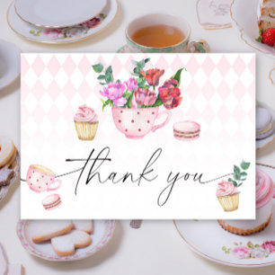 Cartão De Agradecimento Chá Festa de Flores baby shower obrigado