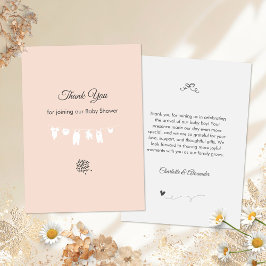 Cartão De Agradecimento Chá Minimista De Bebê De Pêssego Leve