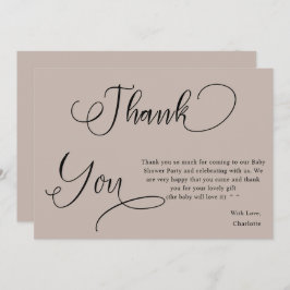 Cartão De Agradecimento Chá Moderno Mínimo de Caligrafia