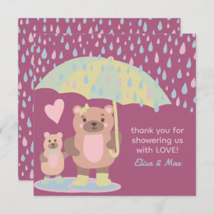 Cartão De Agradecimento Chá Personalizado Do Raindrogue Pudles Mama & Bear