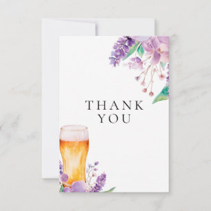 Cartão De Agradecimento Chá Revelação Floral de Lavanda Cerveja