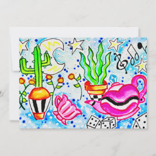 Cartão De Agradecimento Chá Rosa & Cactus