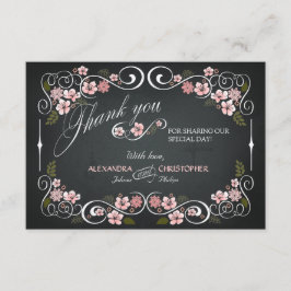 Cartão De Agradecimento Chalkboard Floral Vintage Bold Obrigado