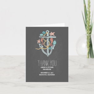 Cartão De Agradecimento Chalkboard seaside wedding thank you cards