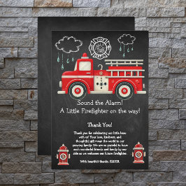 Cartão De Agradecimento Chalkboard Som o Alarme! Chá de fraldas de caminhã