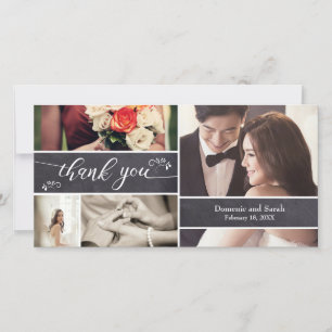 Cartão De Agradecimento Chalked, Foto Colagem Rustica, Obrigado