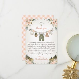 Cartão De Agradecimento Chamada Doce Pequena Abóbora Outono Baby Shower