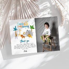 Cartão De Agradecimento Chamando Todos os Animais de Festa Aniversário