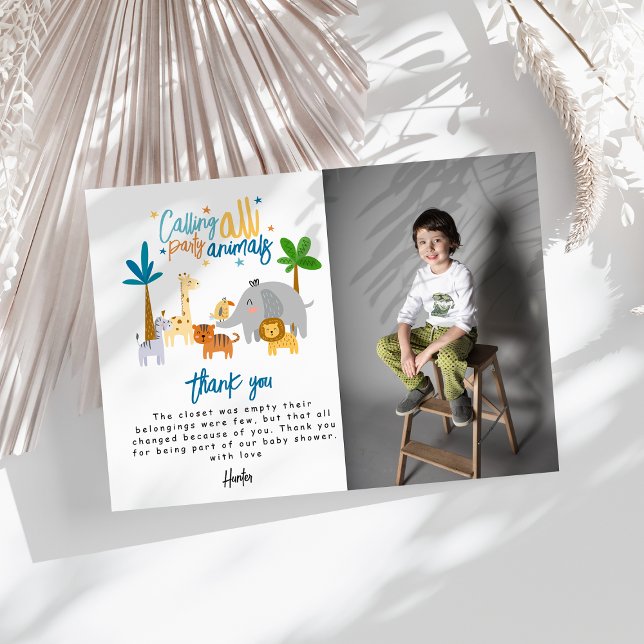 Cartão De Agradecimento Chamando Todos os Animais de Festa Aniversário (Criador carregado)