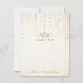 Cartão De Agradecimento Champanhe Dourada Joias Fairytale Crown