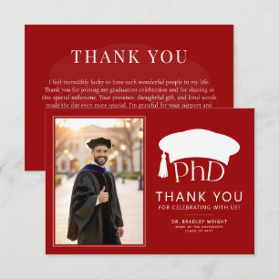 Cartão De Agradecimento Chapéu de Doutorado Personalizado de PhD Graduação