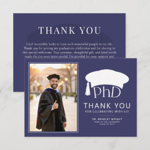 Cartão De Agradecimento Chapéu de Doutorado Personalizado de PhD para Form