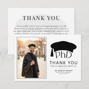 Cartão De Agradecimento Chapéu de Doutorado Personalizado PhD Formatura
