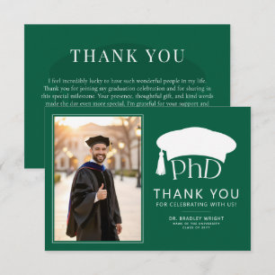 Cartão De Agradecimento Chapéu de Doutorado Personalizado PhD Formatura