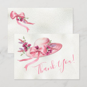 Cartão De Agradecimento Chapéu floral rosa Chapeuzinho de Derby para Chá d