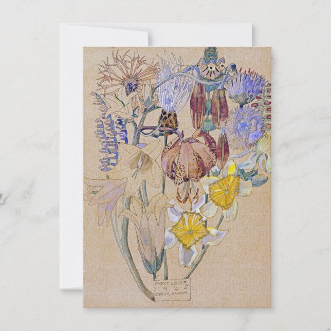 Cartão De Agradecimento Charles Rennie Mackintosh - Mont Louis - flor (Frente)