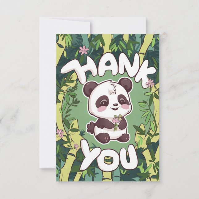 Cartão De Agradecimento Charming Elegant Panda (Frente)