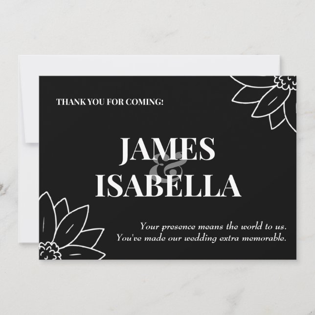 Cartão de Agradecimento Chato Preto e Branco na Mo (Frente)