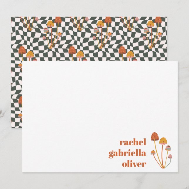 Cartão De Agradecimento Checkerboard Mitzvah, Retro Laranja Personalizado (Frente/Verso)