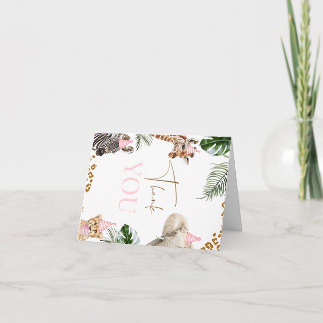 Cartão De Agradecimento Cheetah Impressão Girls Safari Wild One primeiro a (Frente)