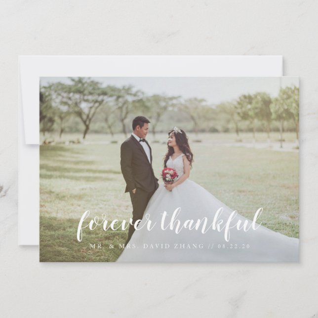 Cartão De Agradecimento Cheio Fotografia Mão Carta Obrigado Casamento (Frente)