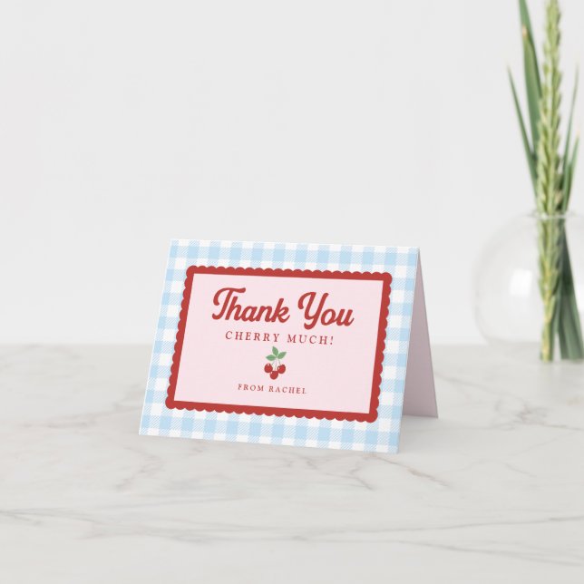 Cartão De Agradecimento Cherry Baby Shower Folded Thank You Card (Frente)