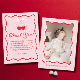 Cartão De Agradecimento Cherry Festa de aniversário