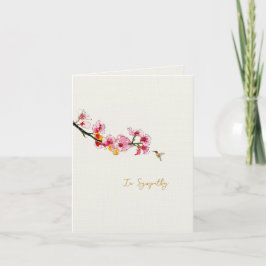 Cartão De Agradecimento Cherry Flower and Humming bird Sympathy card