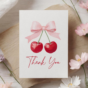 Cartão De Agradecimento Cherry Gingham Chá de fraldas